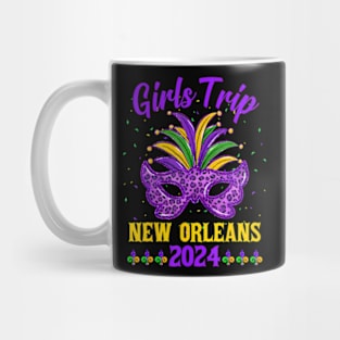 Girls Trip New Orleans 2024 Mardi Gras Mask Friends Vacation Mug